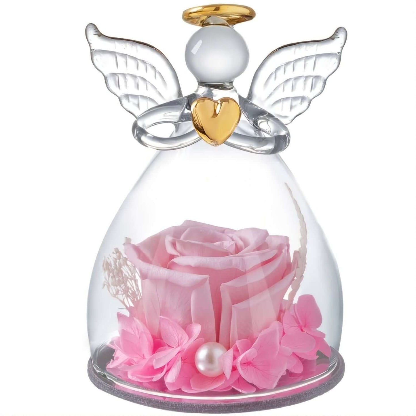 Preserved Rose In Angel Glass - Eternal Beauty Gift for Women