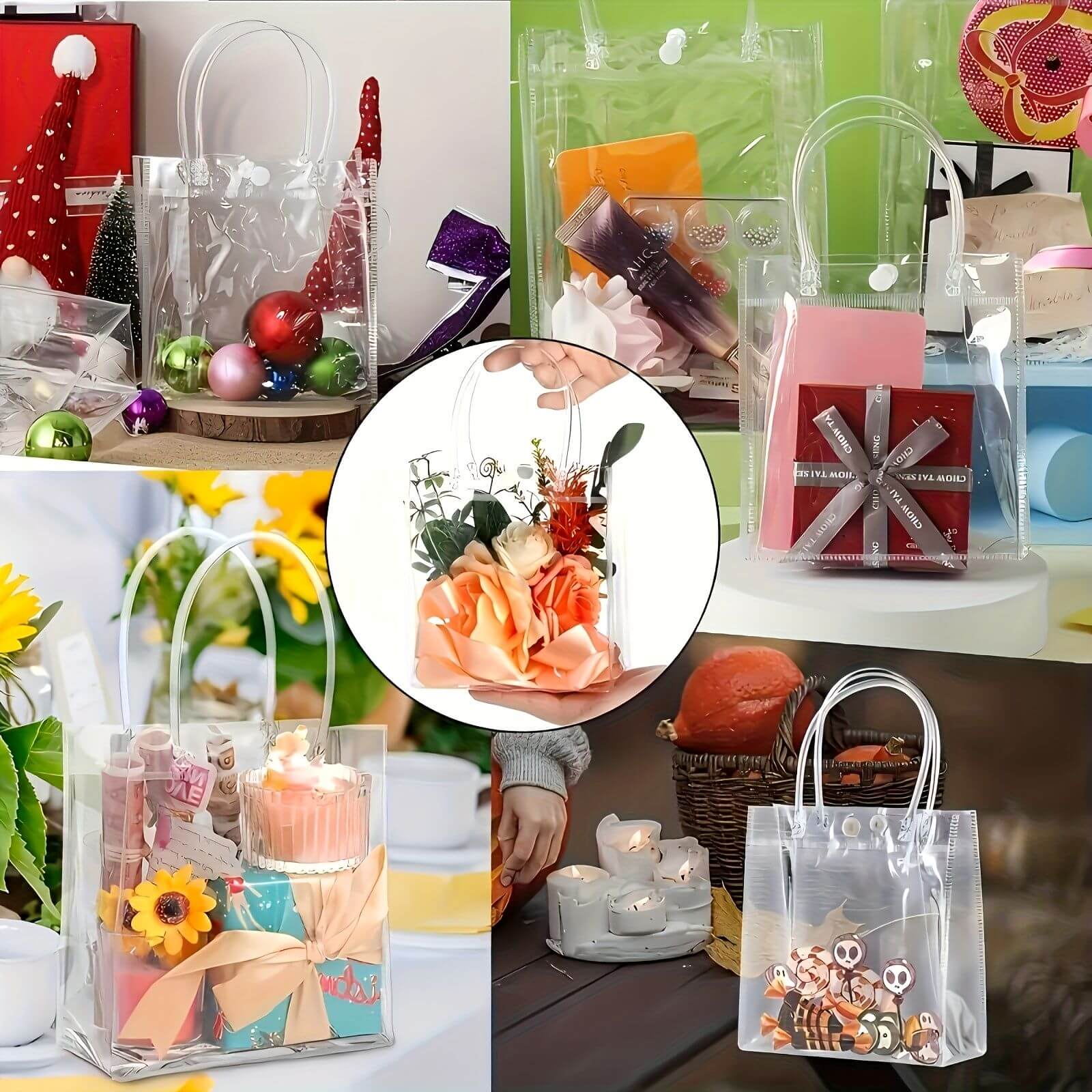 Reusable PVC Holiday Organizing Gift Bags for Christmas, weddings, and events, showcasing versatile storage solutions.