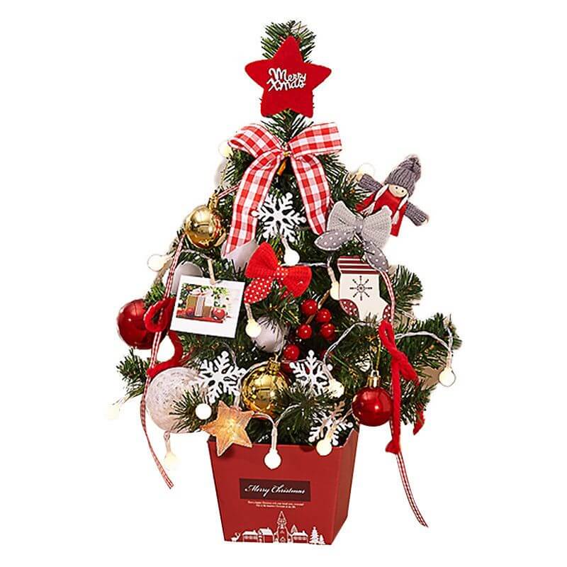 Desktop Christmas Tree - Festive artificial mini tree with ornaments, perfect holiday decoration for table, desk, or counter.