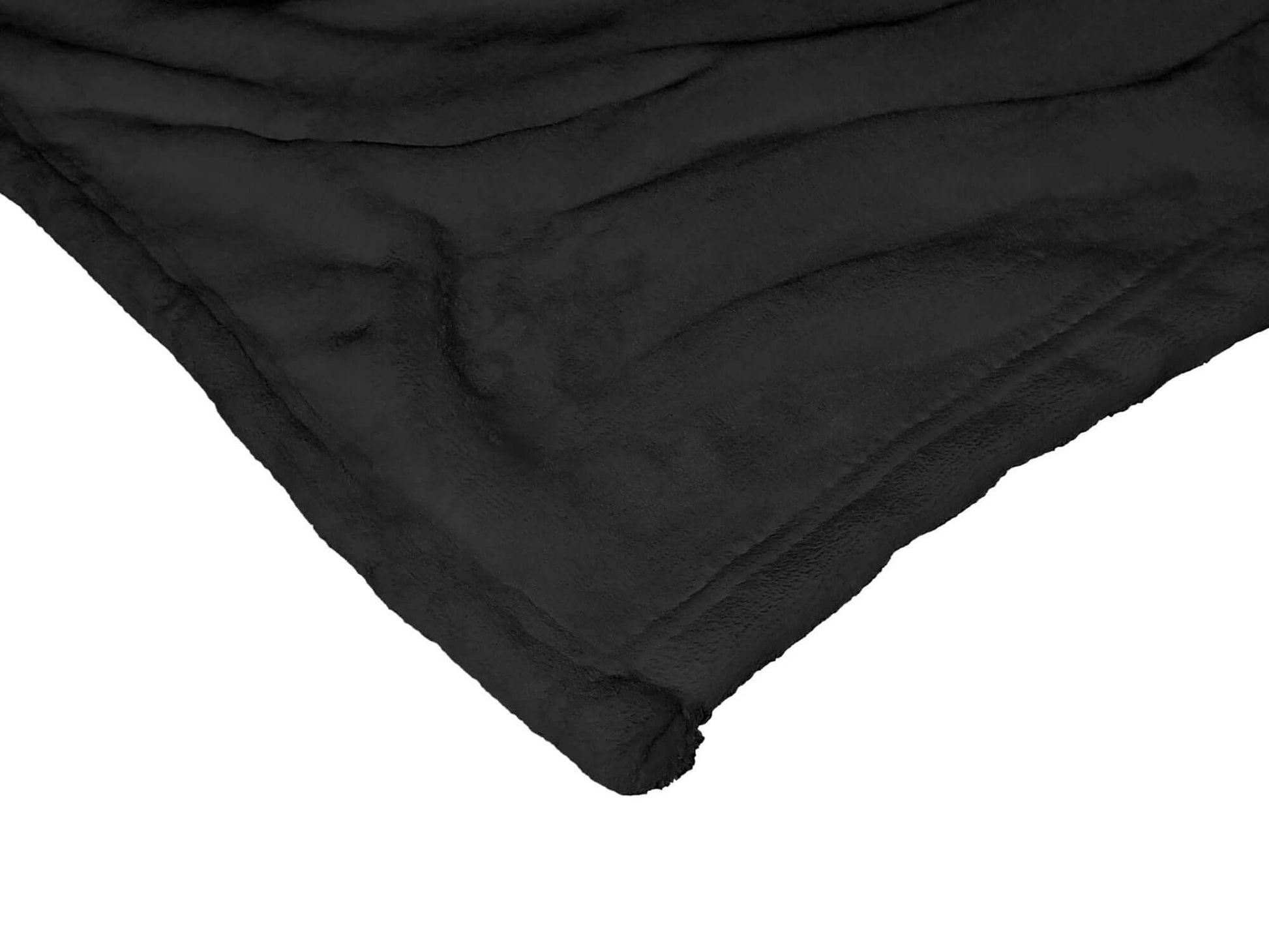 Corner view of the Harry Potter Silk Touch Throw Blanket in black, showcasing its luxurious softness and texture for cozy comfort.