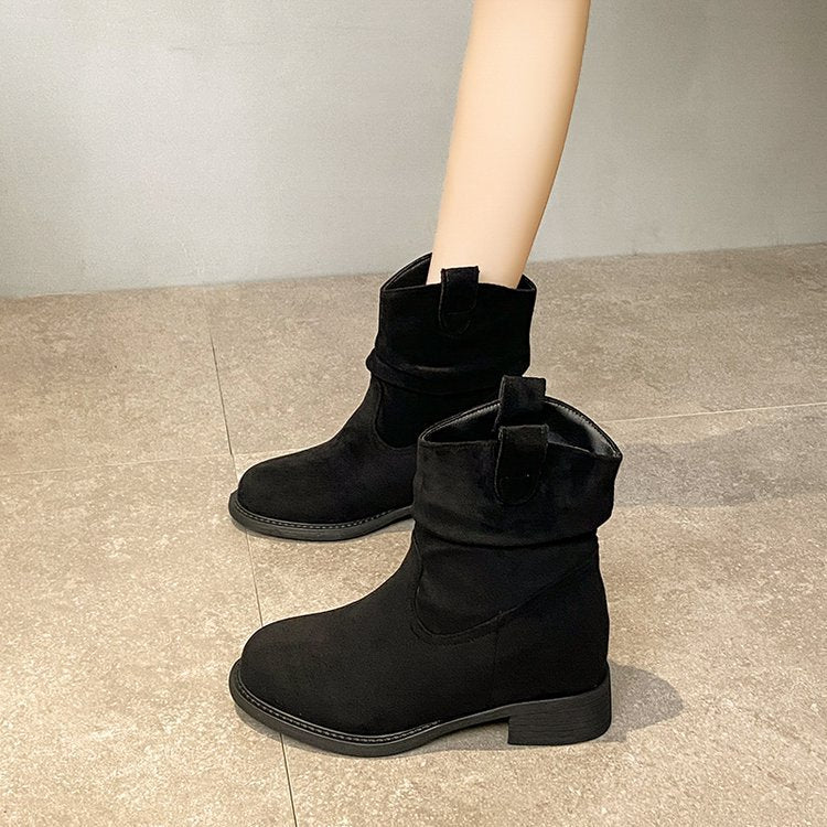 Women’s Suede Chunky Heel Slimming Ankle Boots