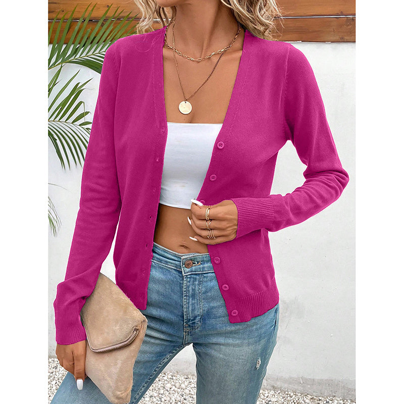 Women’s V‑Neck Button‑Down Cardigan Knit Sweater
