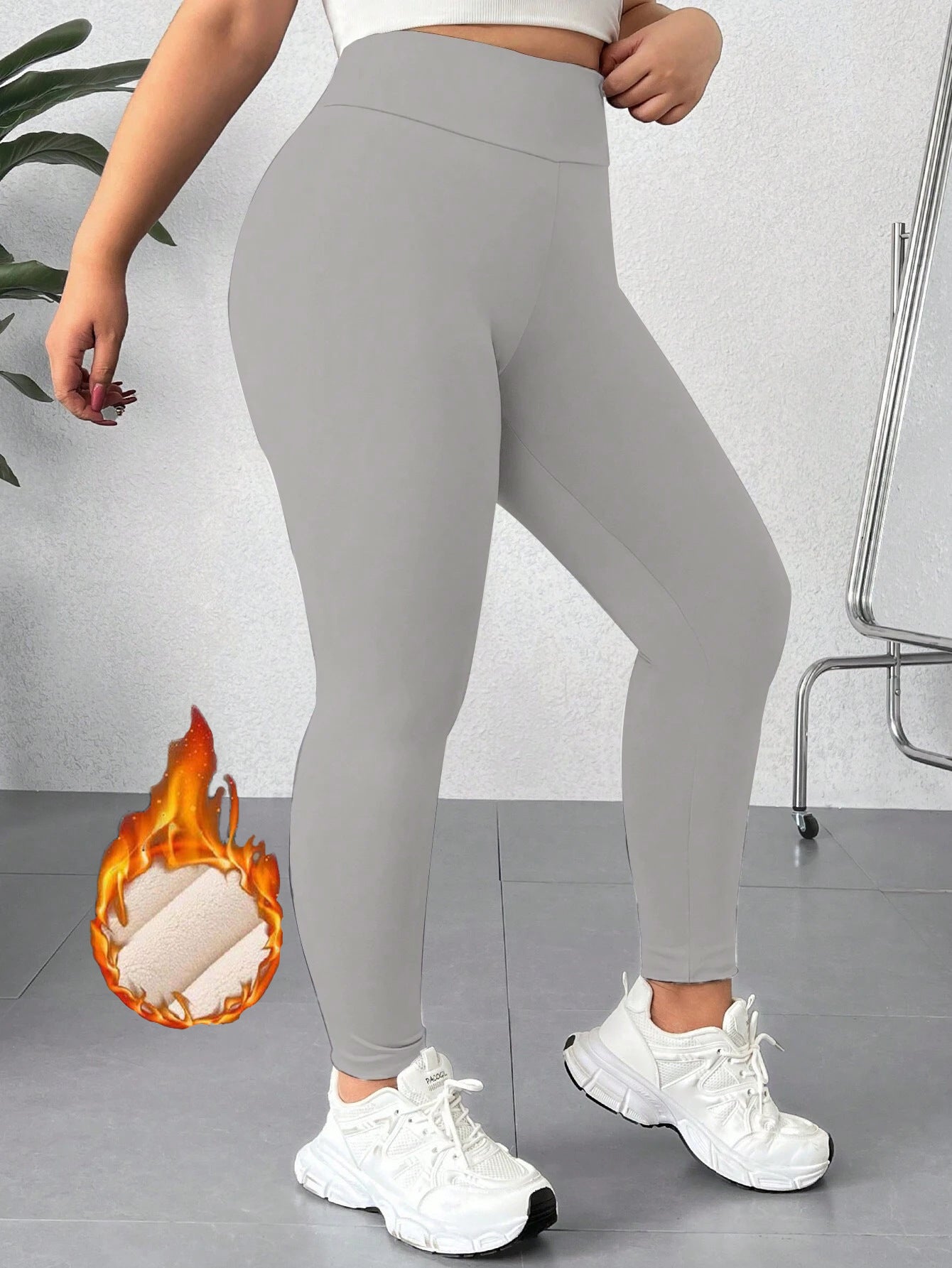 Women’s Plus Size Thermal Yoga Set | 4-Piece Activewear Outfit shown with thermal leggings