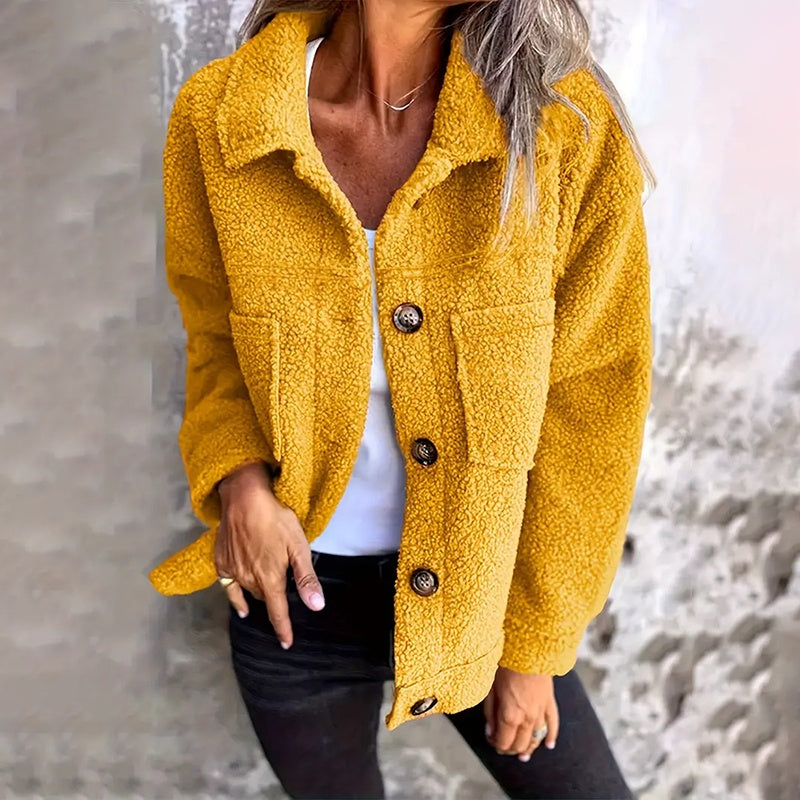 Plus Size Women’s Solid Color Sherpa Jacket