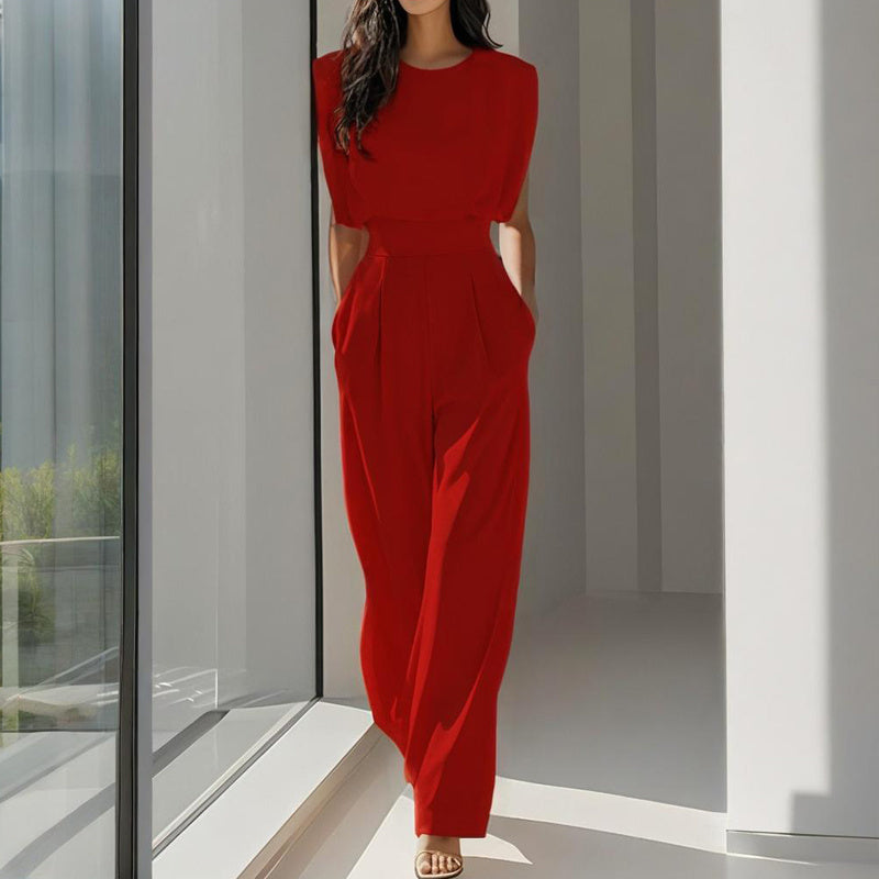 Women’s wide-leg short sleeve jumpsuit