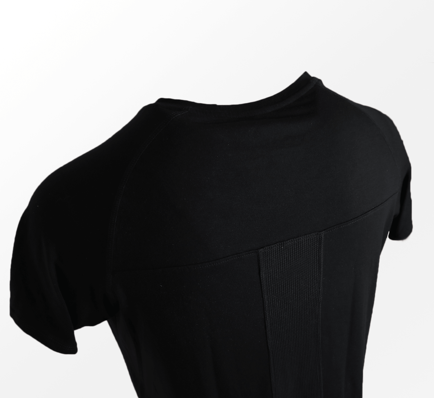 Eucalyptus Mesh Tee Black folded view eco-conscious eucalyptus mesh fabric