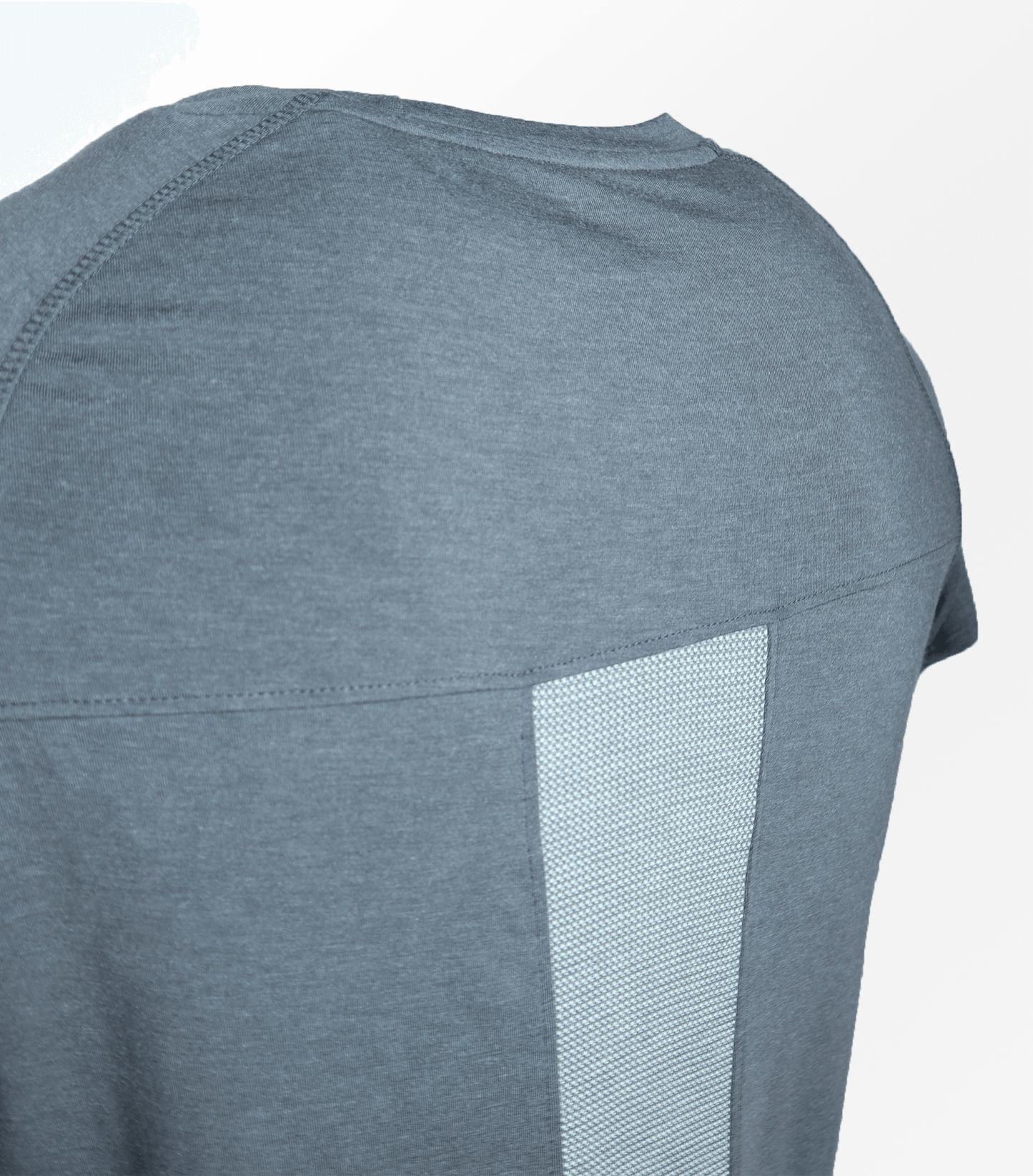 Eucalyptus Mesh Tee Stone back angle view American made activewear