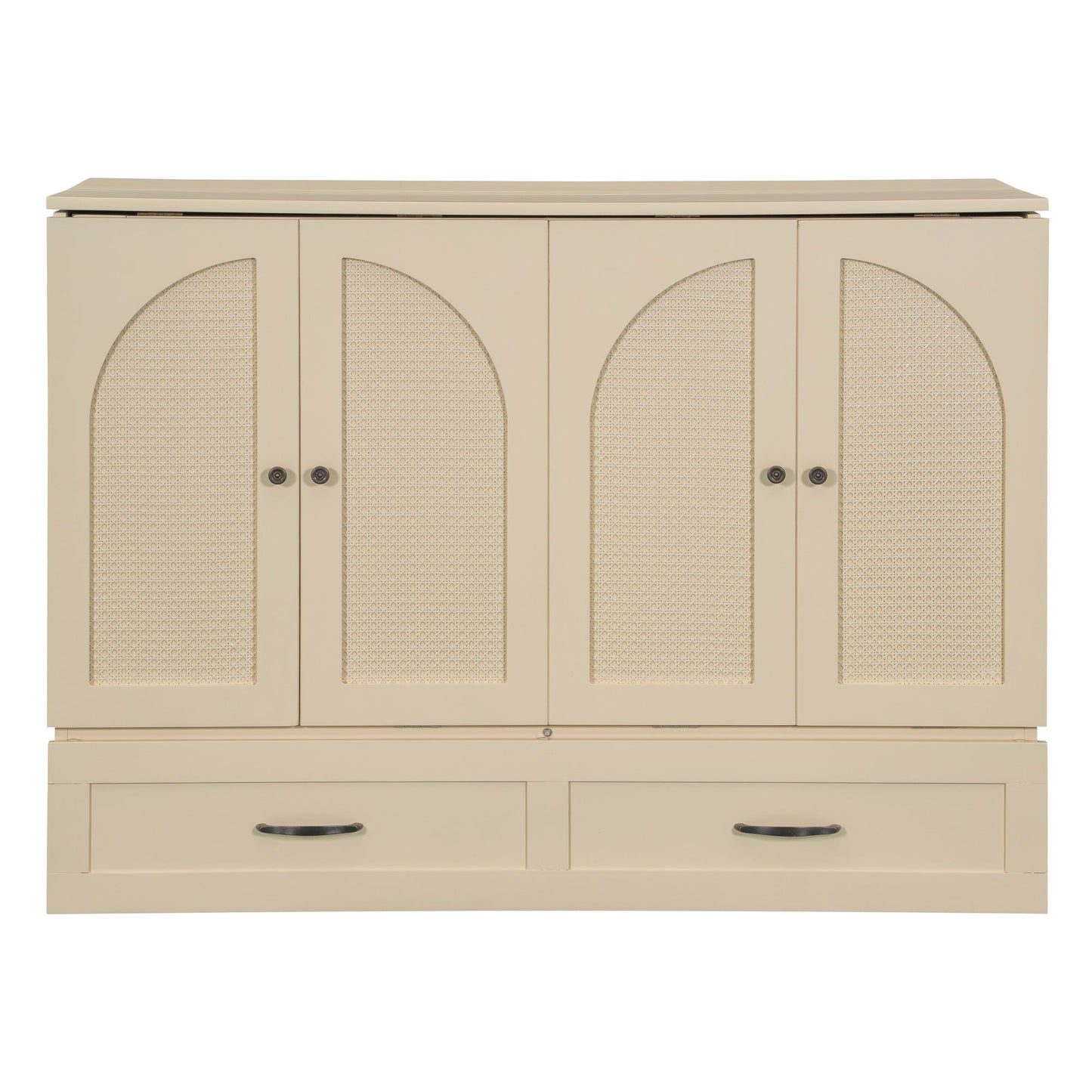 Full Size Murphy Bed with Large Drawers, Gold