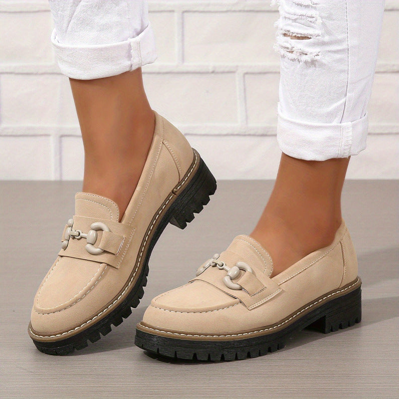 Women’s Horsebit Loafers – Elegant Flat Loafers for Work & Casual Wear in beige with horsebit detail, perfect for versatile style.