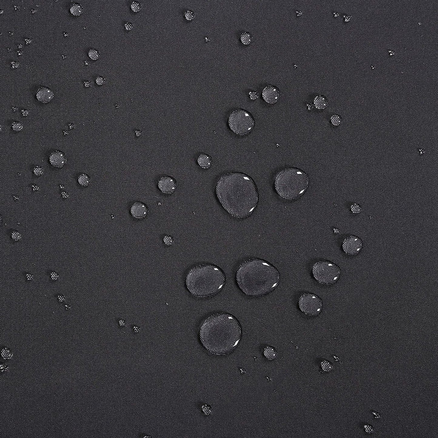 Water-resistant fabric detail of 237 x 63 Inch Patio Retractable Double Folding Side Awning Screen Divider showing water droplets.