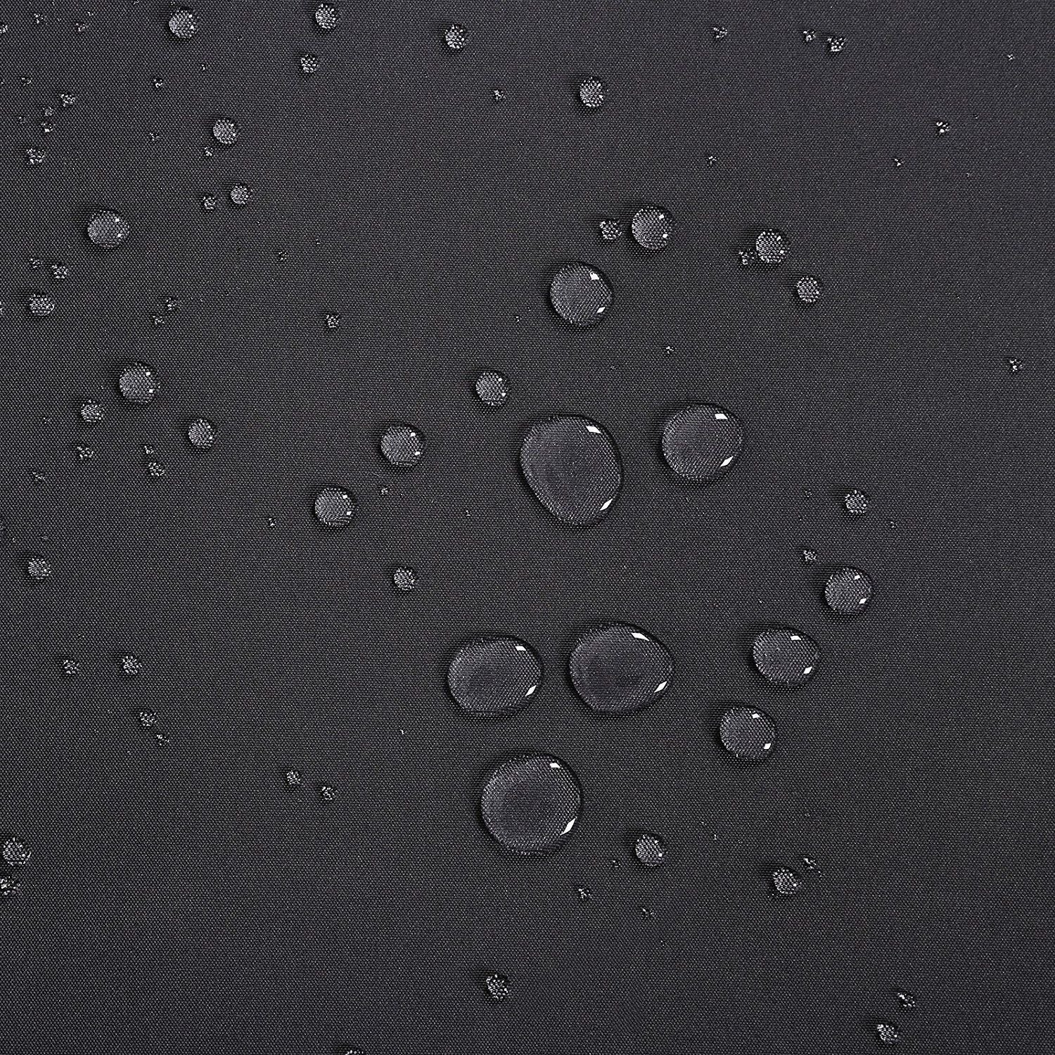 Water-resistant fabric detail of 237 x 63 Inch Patio Retractable Double Folding Side Awning Screen Divider showing water droplets.