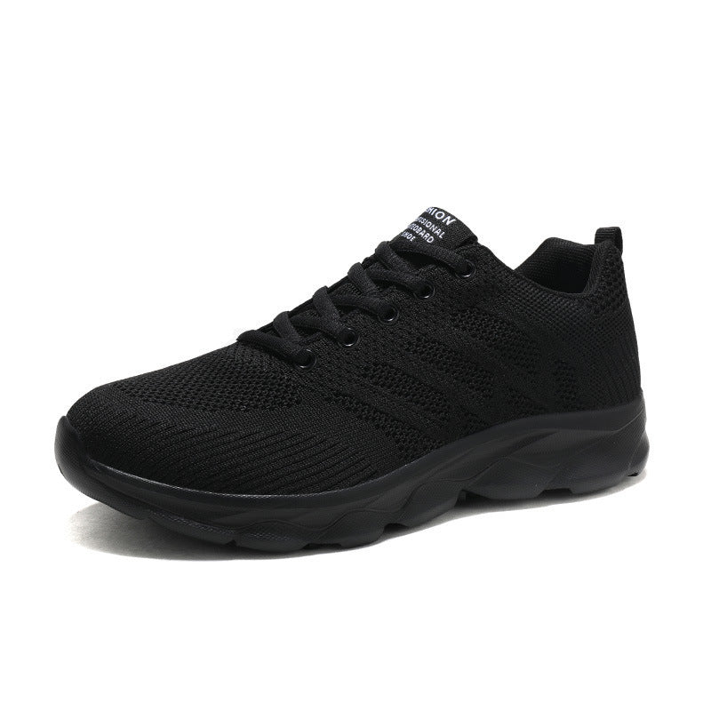 Black Women’s Mesh Running & Travel Sneakers with breathable uppers and cushioned soles for style and comfort.