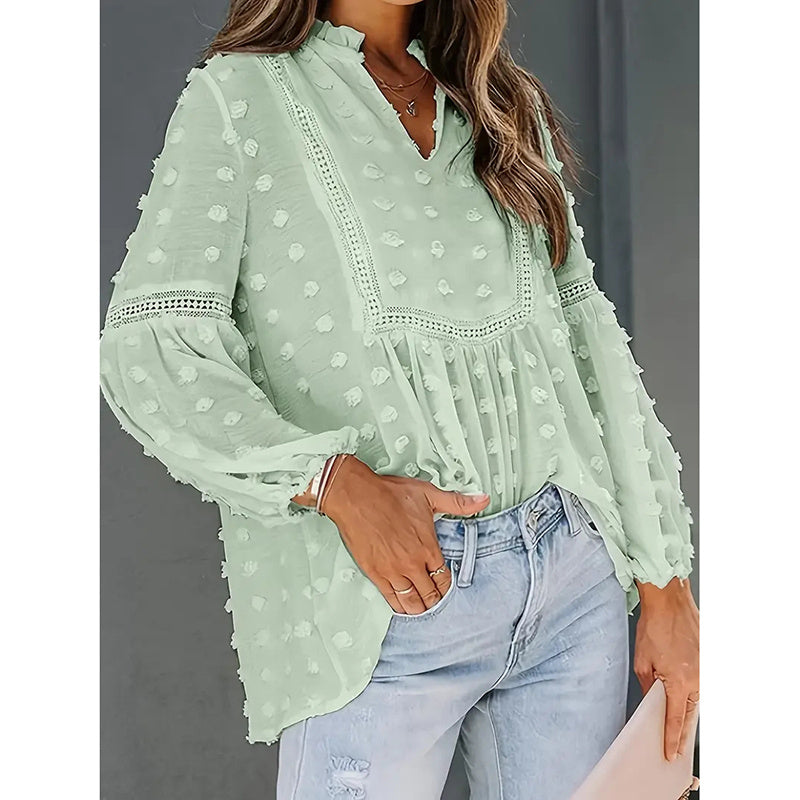 Women’s Long‑Sleeve V‑Neck Business Casual Blouse