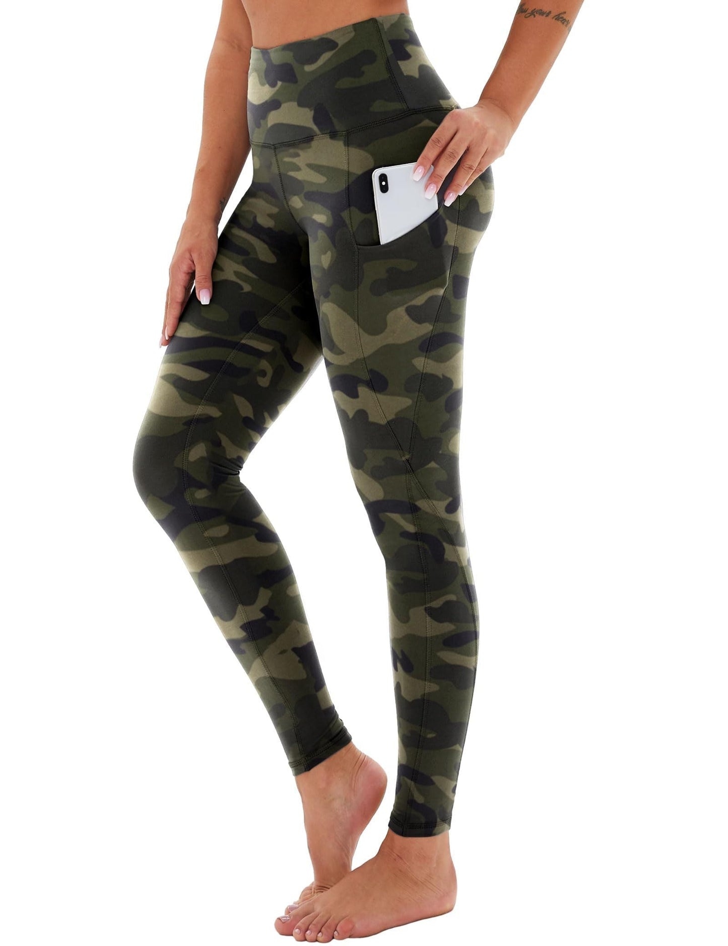 Cropped High-Waisted Yoga Pants with Slanted Pockets
