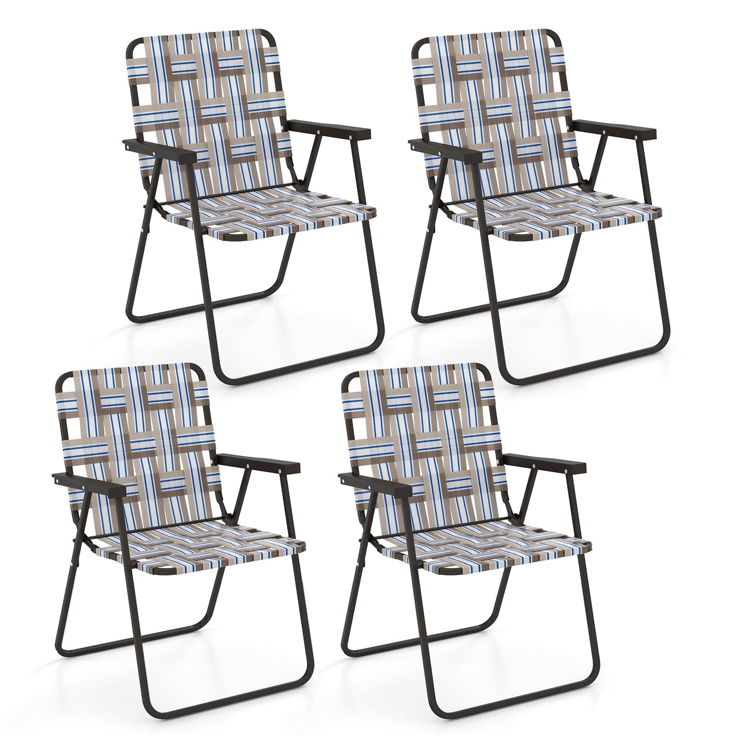 4 Pieces Folding Beach Chair Camping Lawn Webbing Chair