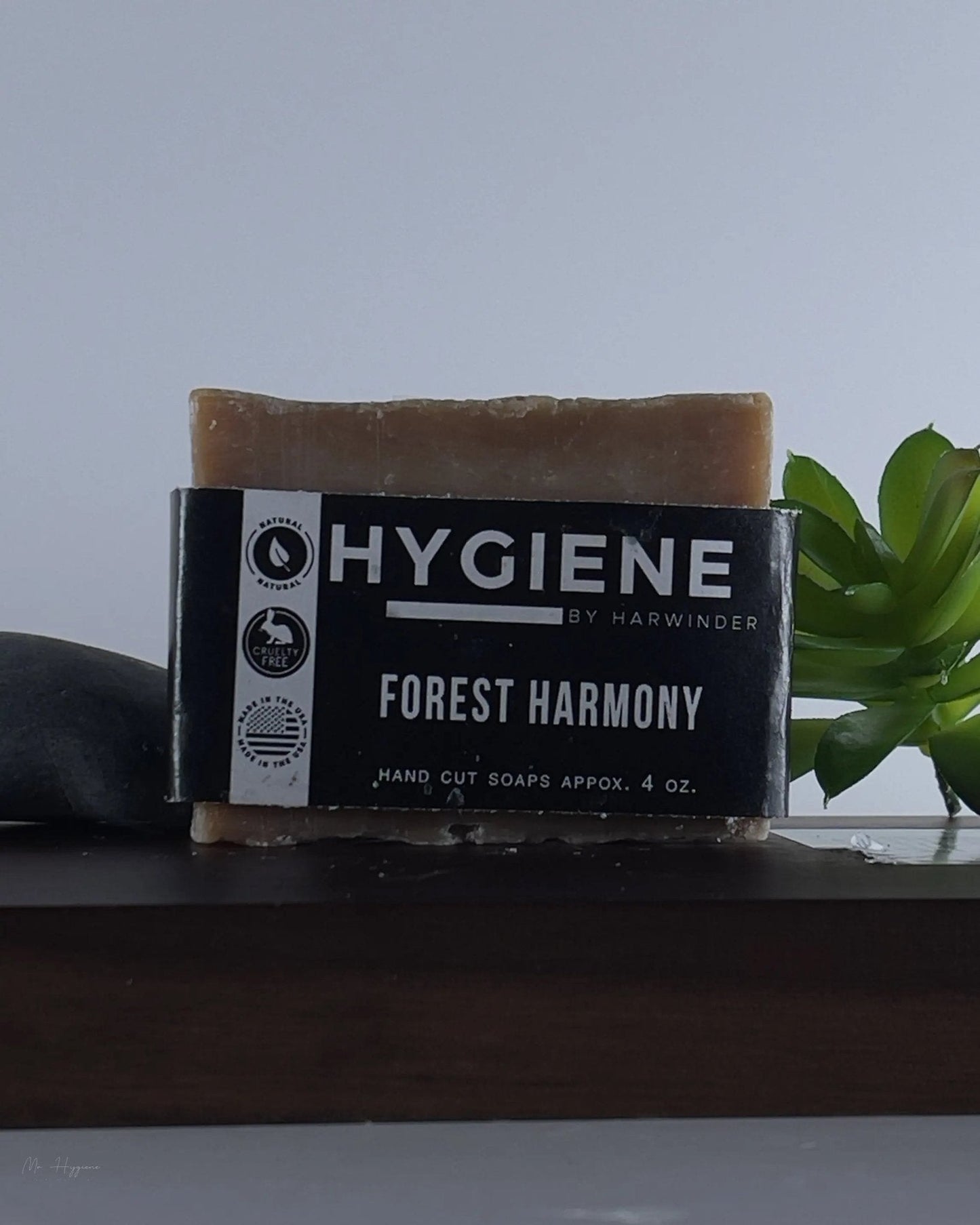 Forest Harmony Bar Soap – Fresh Woods, Deep Clean on display with natural elements