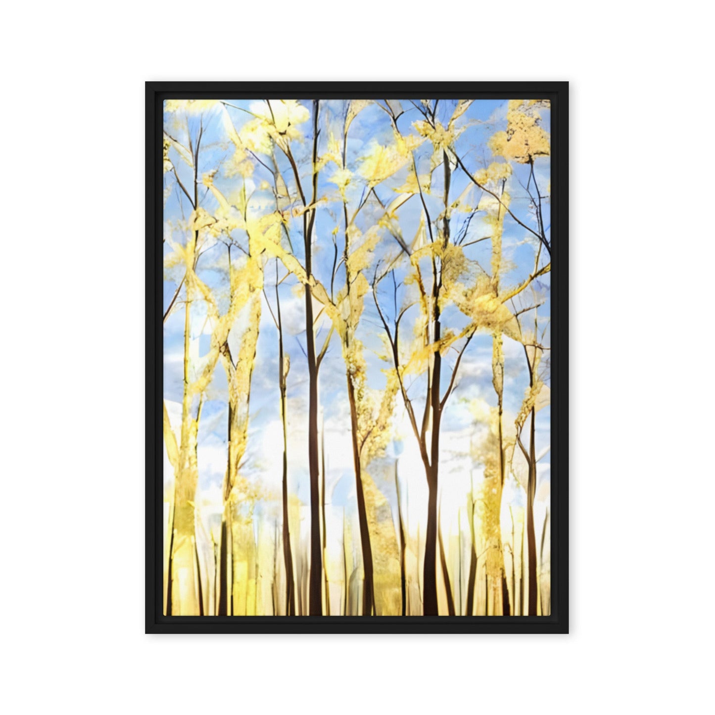 Golden Forest Canvas Print with serene golden trees and blue sky