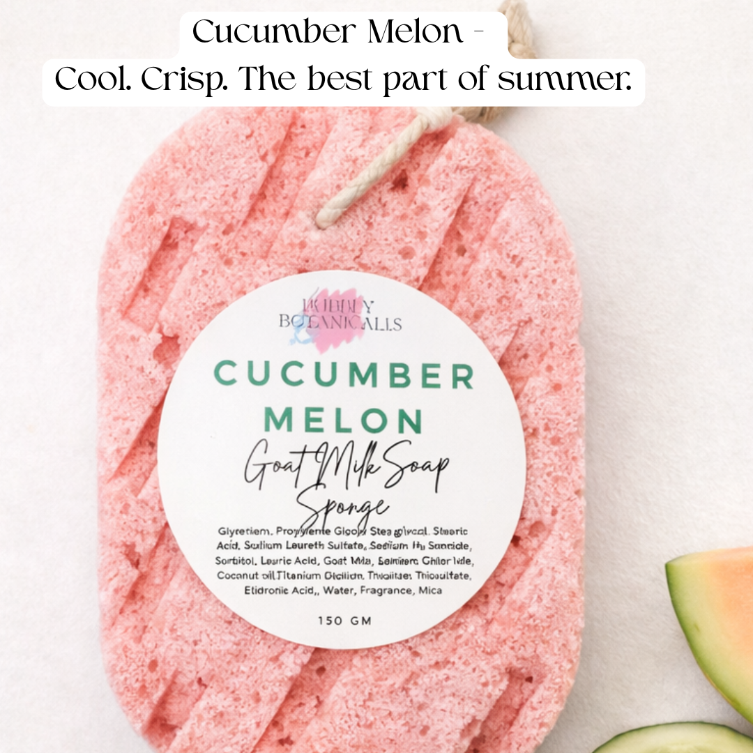 Goat Milk Soap Infused Sponge - Cucumber Melon Scent | Lasts up to 6 weeks
