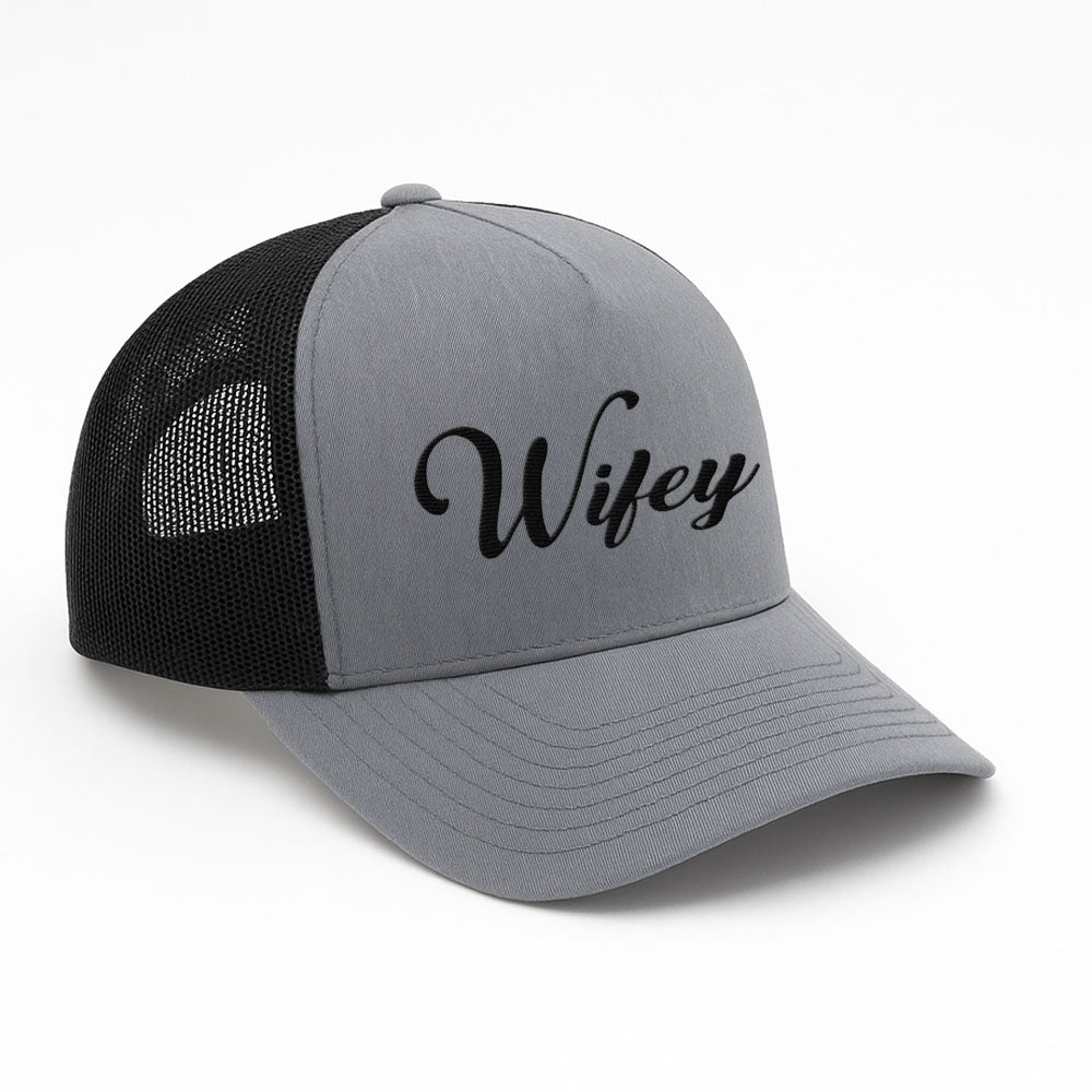 Embroidered Wifey Trucker Hat – Classic Mesh Cap for Wedding or Anniversary