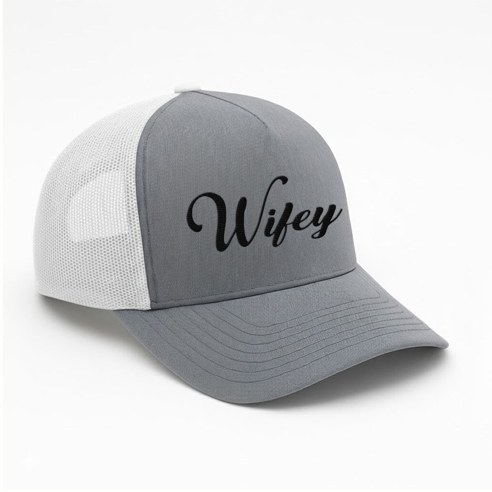 Embroidered Wifey Trucker Hat – Classic Mesh Cap for Wedding or Anniversary