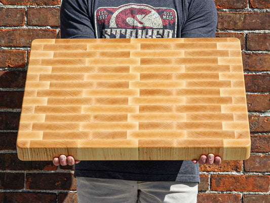 XXL Maple Butcher Block Cutting Board, 24"x18" Maple End Grain Cutting Board, Up to 2” Thick, Wedding Gift, Anniversary Gift, USA Made