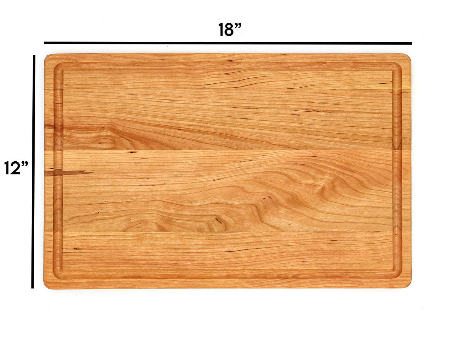 Large Cherry Wood Cutting Board With Juice Groove 18 x 12 Inches, Cherry Charcuterie Board, Cherry Cheese Board, Father's Day, 100% USA Made