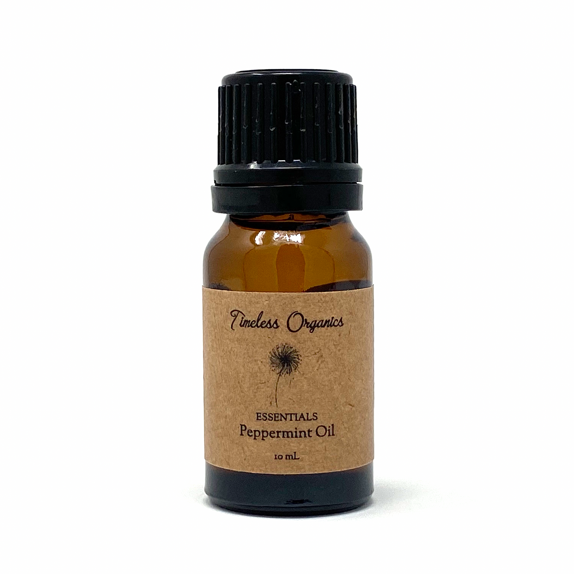 Timeless Essentials Peppermint Essential Oil bottle, organic and pure for energy boost and headache relief