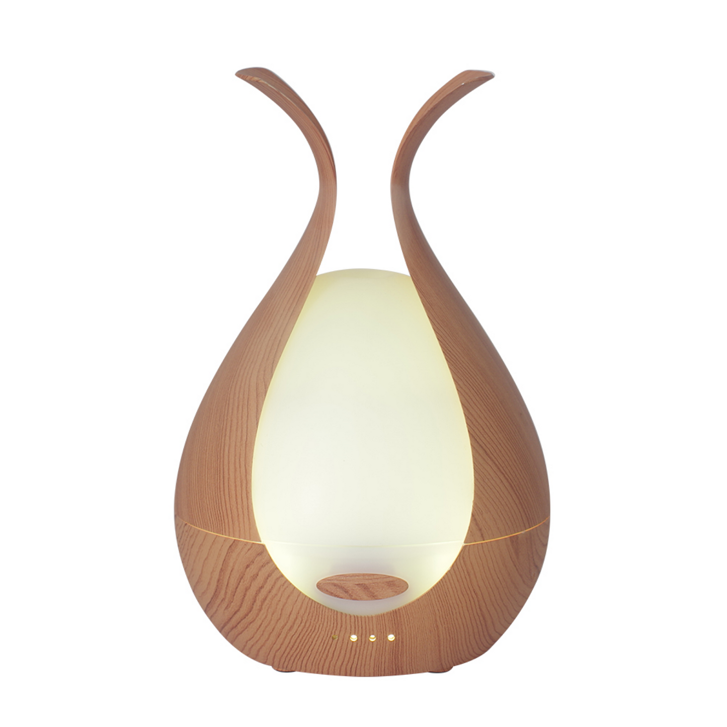 Timeless Diffuser in elegant wood finish with illuminated LED light, designed for customizable aroma experience with essential oils.