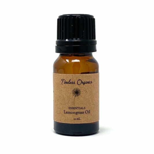 Timeless Essentials Lemongrass Essential Oil bottle - 100% pure, organic essential oil with antibacterial, antifungal properties.