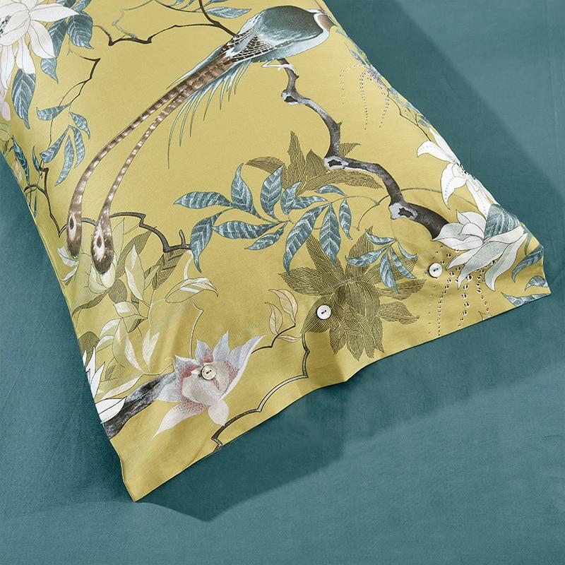 Birds Of Afrodita Duvet Cover Set (Egyptian Cotton) featuring elegant floral design on pillowcase.