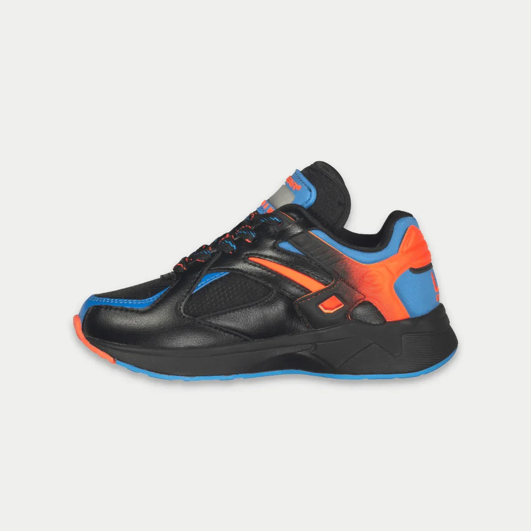 La Gear Kids Catapult Light-Up Lowtop | Black x Blue sneaker with motion-activated light-up tongue and sporty design for kids.