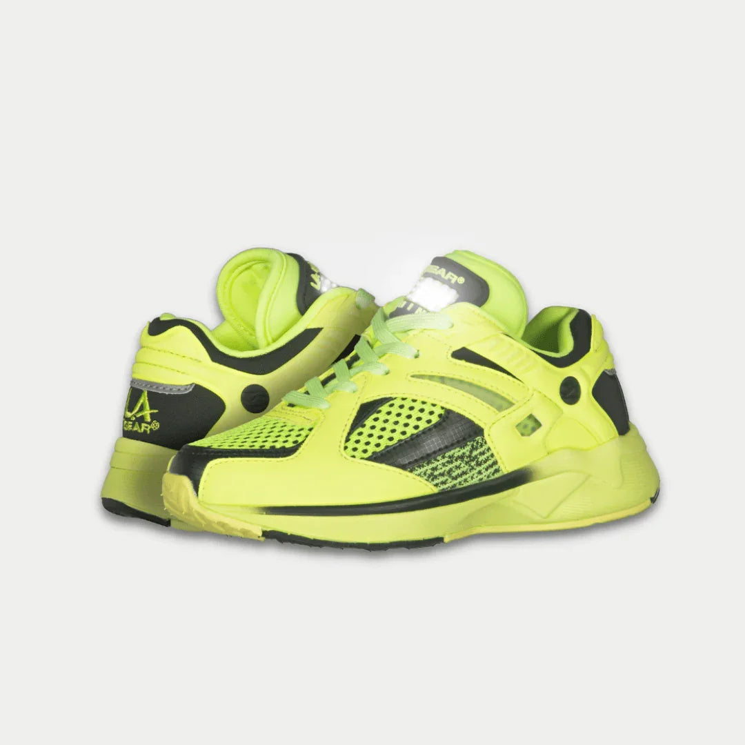 LA Gear Kids Catapult Light-Up x Glow Lowtop | Neon Yellow x Black athletic shoes with light-up and glow features
