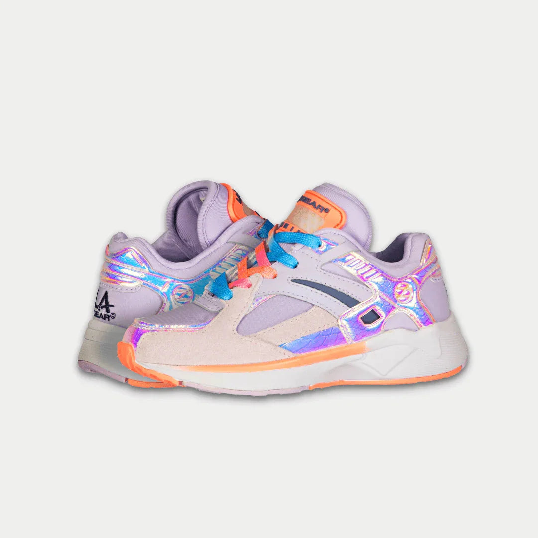 LA Gear Kids Catapult Light-Up Lowtop | Purple x Orange sneakers with light-up tongue and bold accents