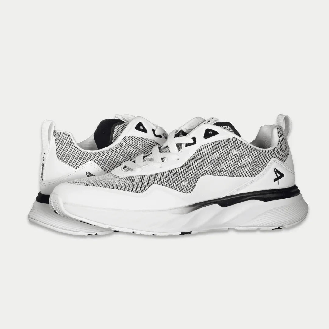 LA Gear Men's Highland Lowtop | White x Black sneakers with breathable mesh and perforated details for style and comfort.