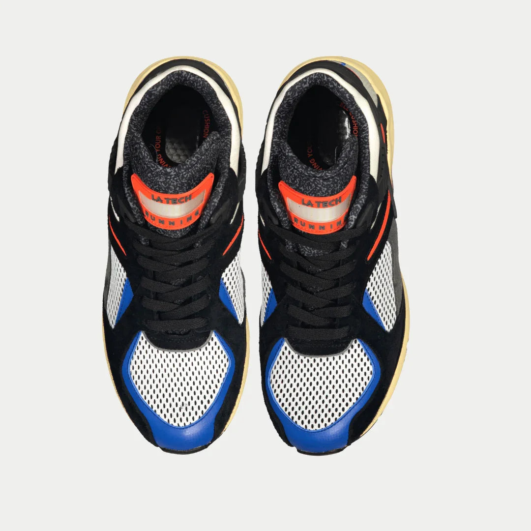 Top view of LA Gear Men's Catapult Light-Up Lowtop | Black x Orange sneakers