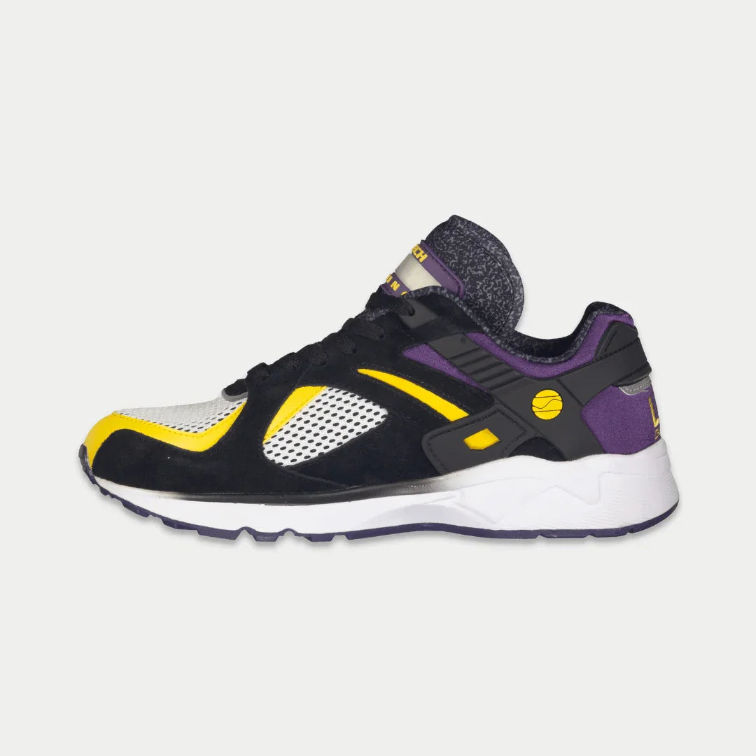 LA Gear Men's Catapult Light-Up Lowtop | Black x Purple x Yellow sneaker showcasing 90s inspired design with light-up detail.