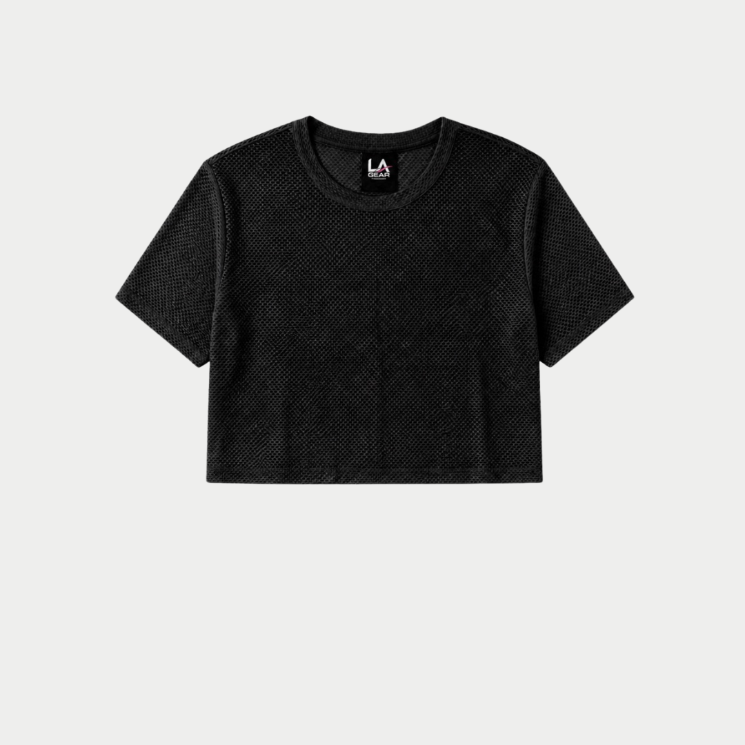 LA Gear Women’s Cropped Mesh Tee | Black