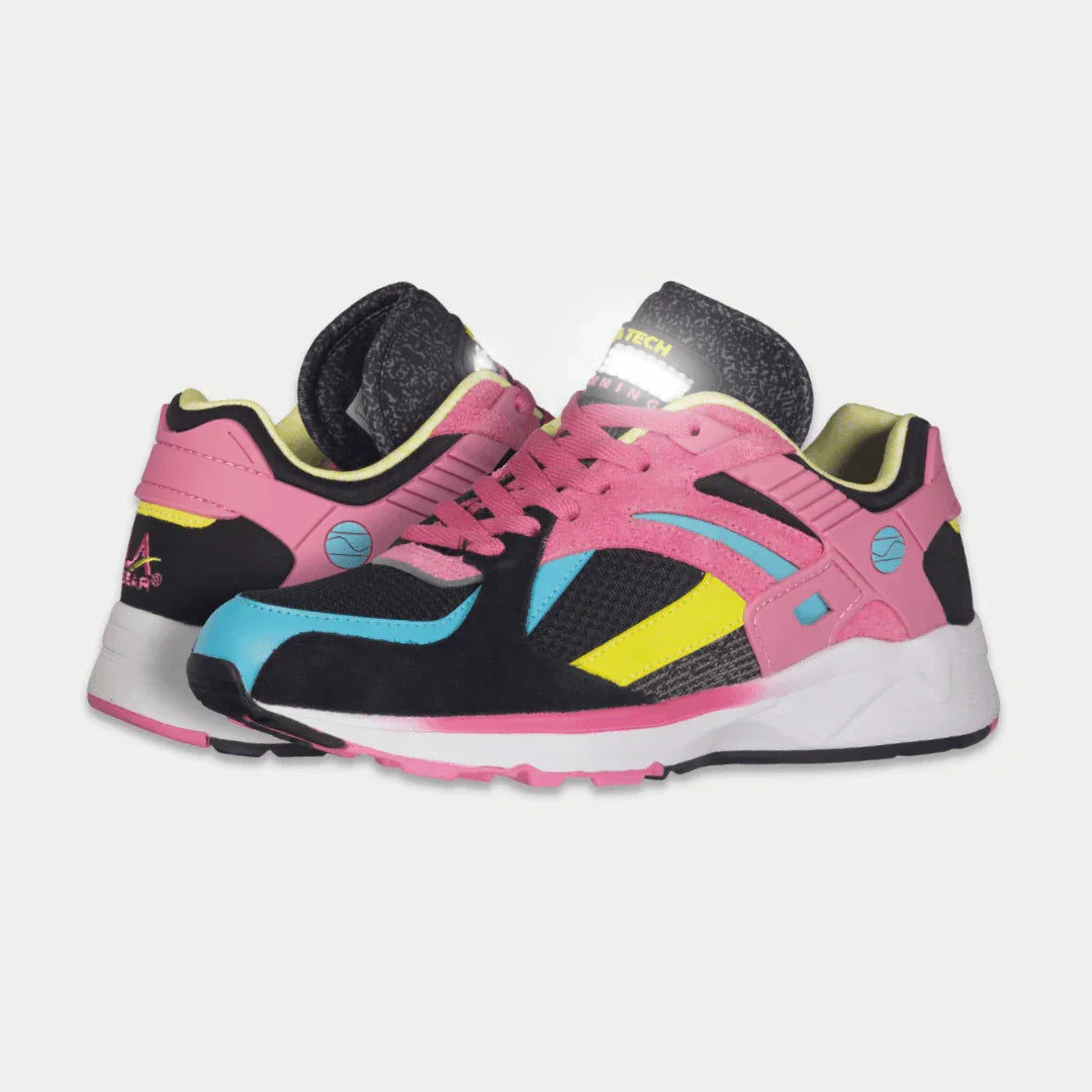 LA Gear Women's Catapult Light-Up Lowtop | Black x Pink sneaker with 90s design and iconic light-up detail, genuine leather