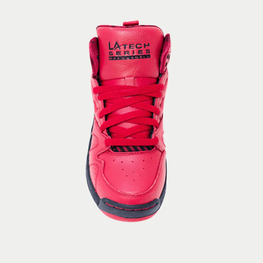 LA Gear Women's LA Tech Light-Up Hightop | Vintage Classic red and black sneaker front view with light-up technology.