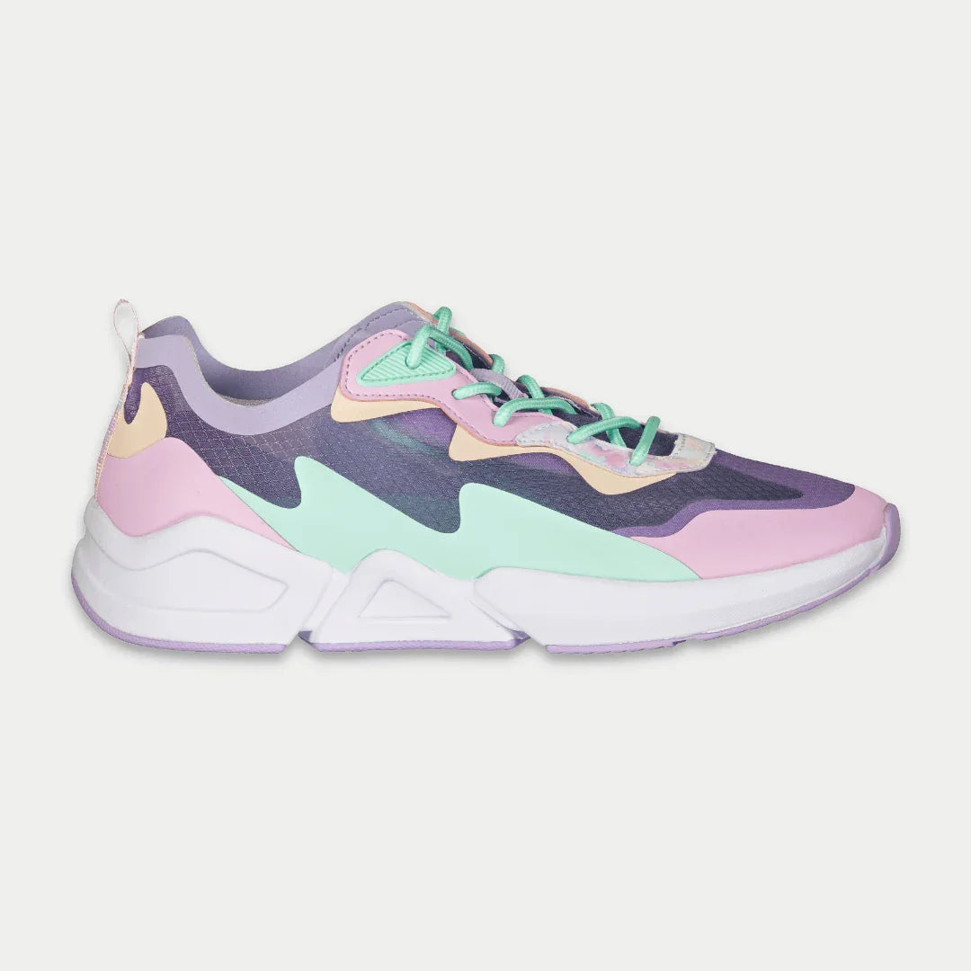 LA Gear Women's Mid-City Lowtop | Lavender x Pink athletic sneaker with mesh upper and rugged outsole for comfort and style.