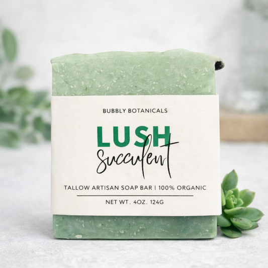 Handcrafted Tallow Soap- Lush Succulent | Fresh Green Botanical Bar Scent