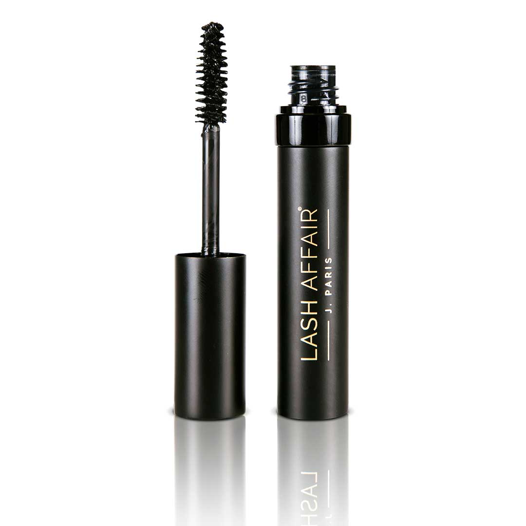 The Good Ex | Eyelash Extension Safe Mascara with open tube and brush for added length and drama.