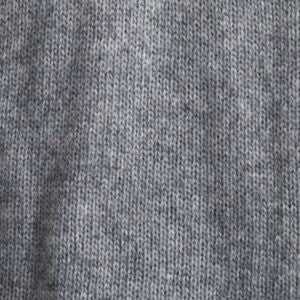 Close-up texture of gray Cashmere Blend Quarter Zip sweater fabric, showing soft and stylish knit pattern.