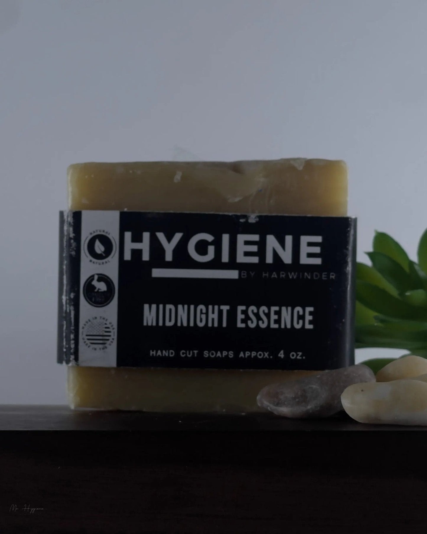 Midnight Essence Bar Soap – Bold Scent, Deep Clean on display with earthy elements.
