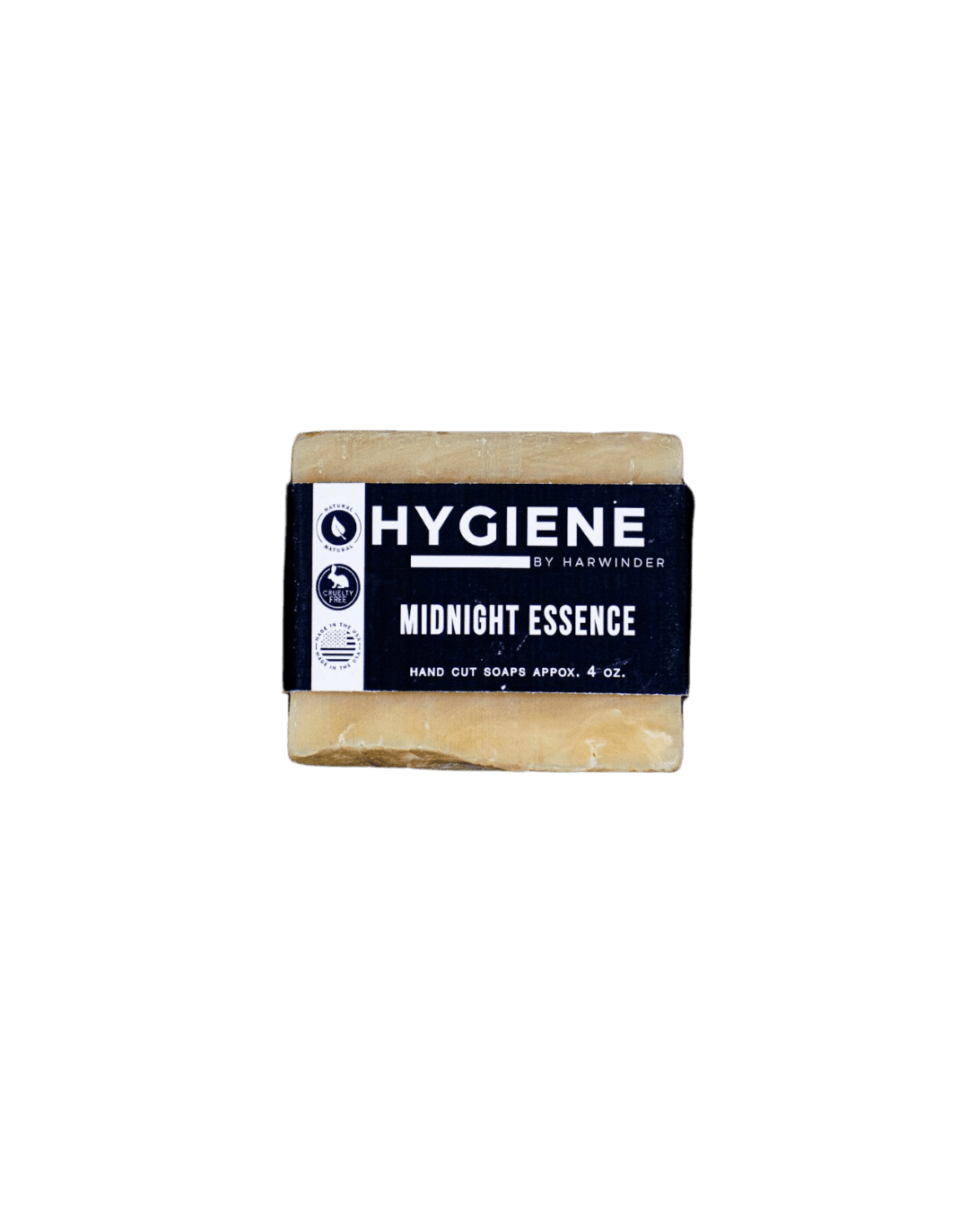Midnight Essence Bar Soap – Bold Scent, Deep Clean wrapped with label, offering invigorating, natural cleanse with botanical ingredients.