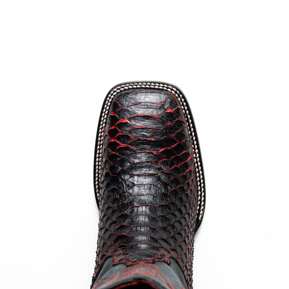 Missouri BlackCherry Genuine Python Skin Square Toe Cowboy Boot