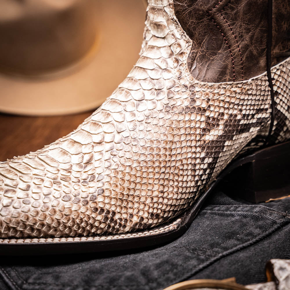 Missouri Natural – Genuine Python Skin Cowboy Boot from the Western Collection, featuring a square toe and premium craftsmanship.