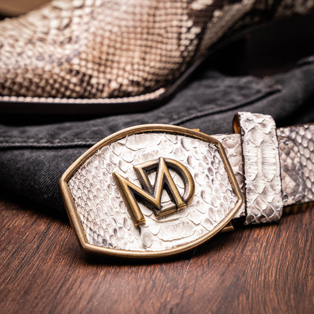 Missouri Natural genuine Python skin cowboy boot with intricate design and textured full-grain leather details.