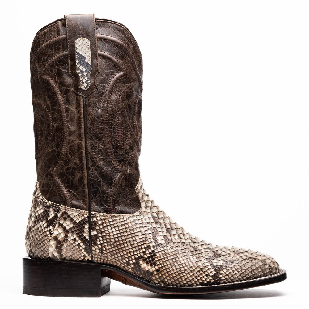 Missouri Natural genuine Python skin cowboy boot with square toe