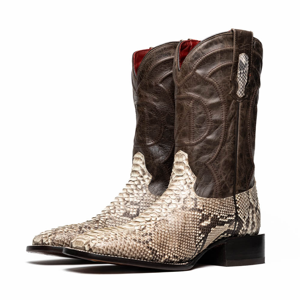 Missouri Natural - Genuine Python Skin Cowboy Boot with square toe and full-grain leather, handcrafted from the Western Collection